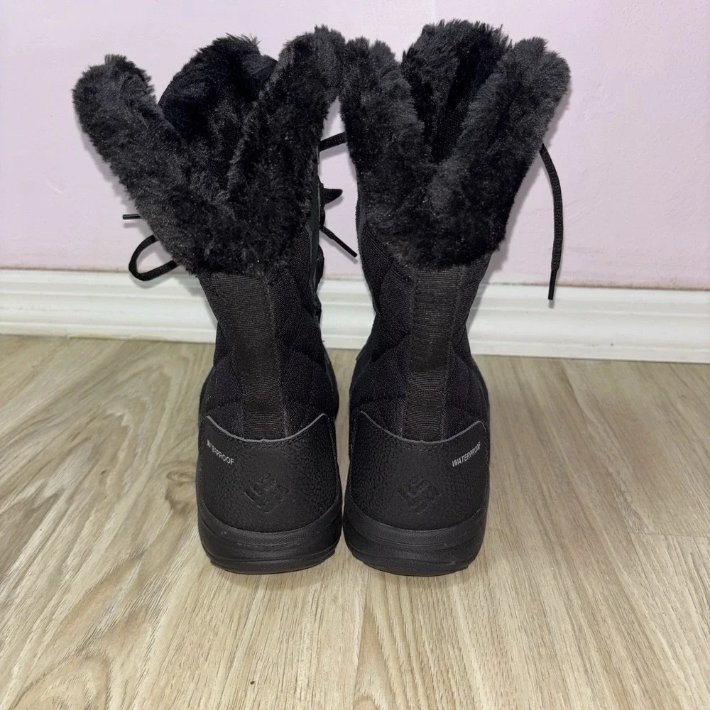 Columbia Ice Maiden II Waterproof Snow Boots Faux Fur Black Womens Size 9